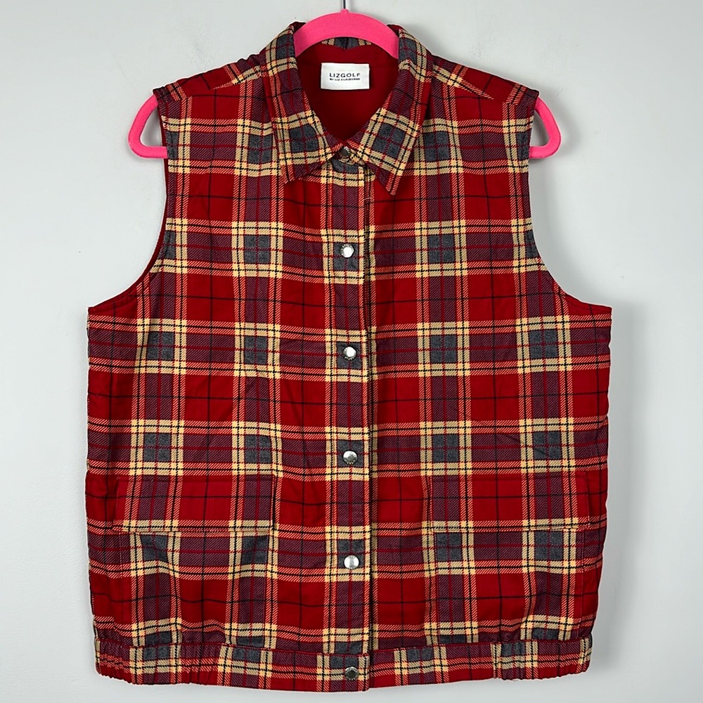 vintage LIZGOLF by LIZ CLAIBORNE PLAID VEST size XL women's vest